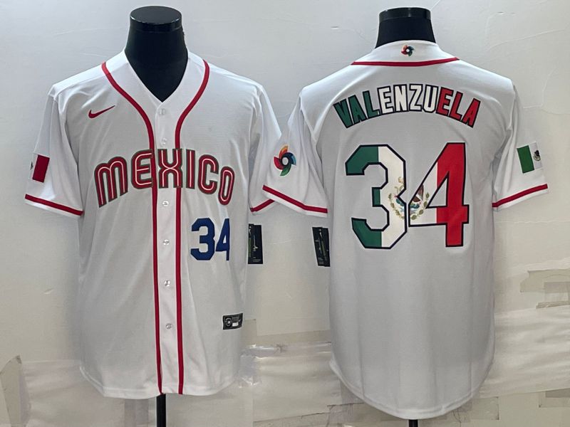 Men 2023 World Cub Mexico #34 Valenzuela White Nike MLB Jersey12->more jerseys->MLB Jersey